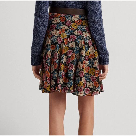 NWT Lauren Ralph Lauren Floral Crinkle Georgette skirt size 4P Romantic Feminine - Picture 2 of 14